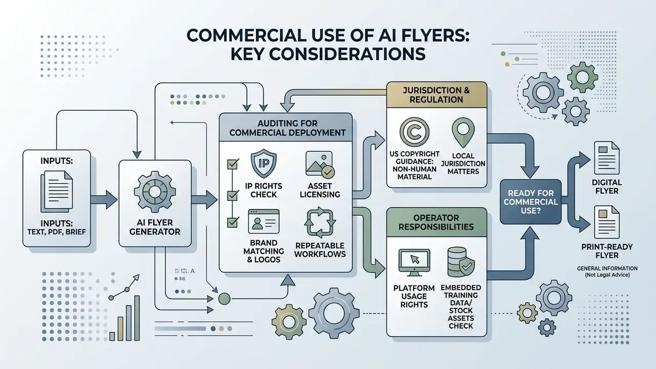 Flowchart outlining the legal and regulatory steps for auditing marketing assets before commercial use