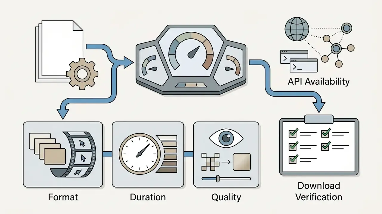 Flowchart showing API availability and download verification steps for media processing settings