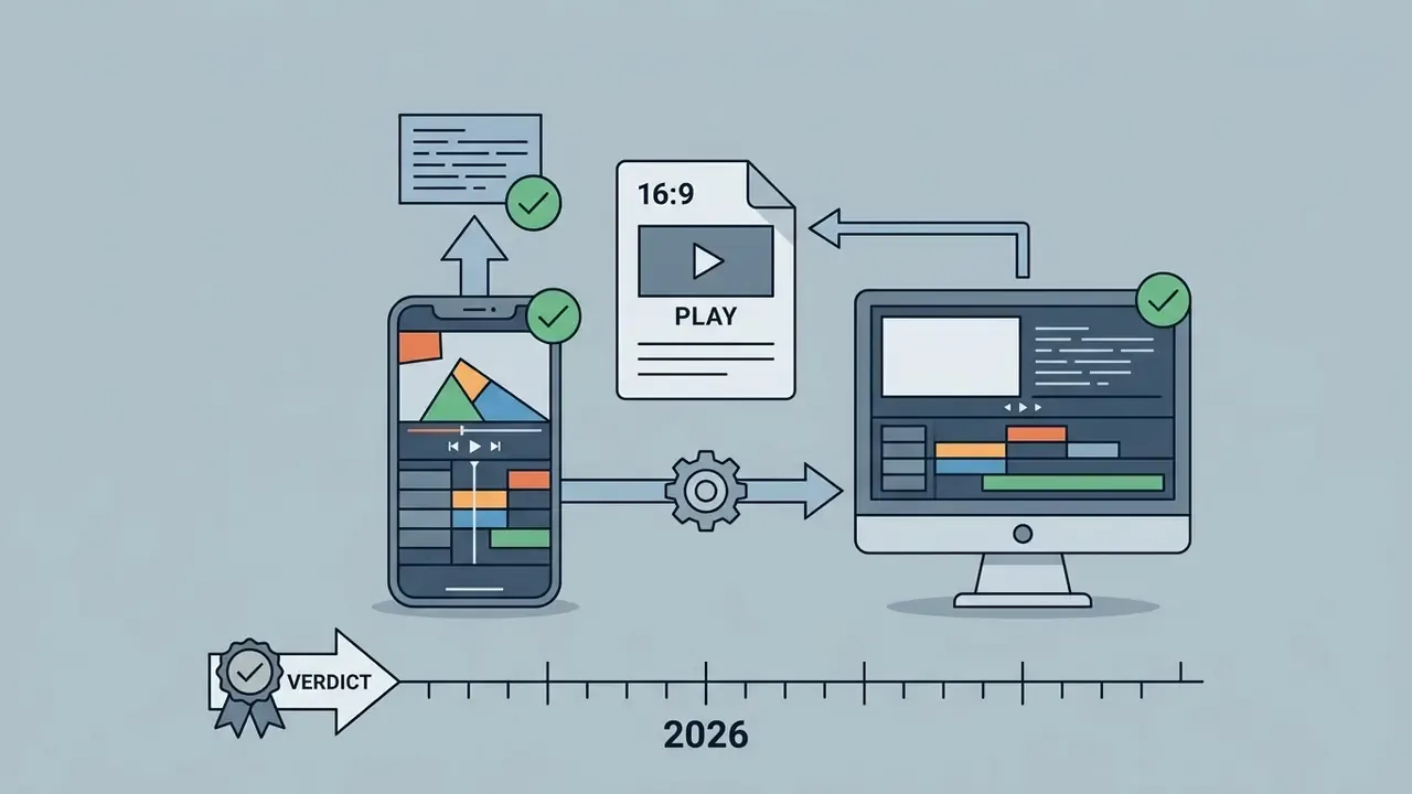 Diagram showing the workflow of transferring a mobile video project to a desktop editing application