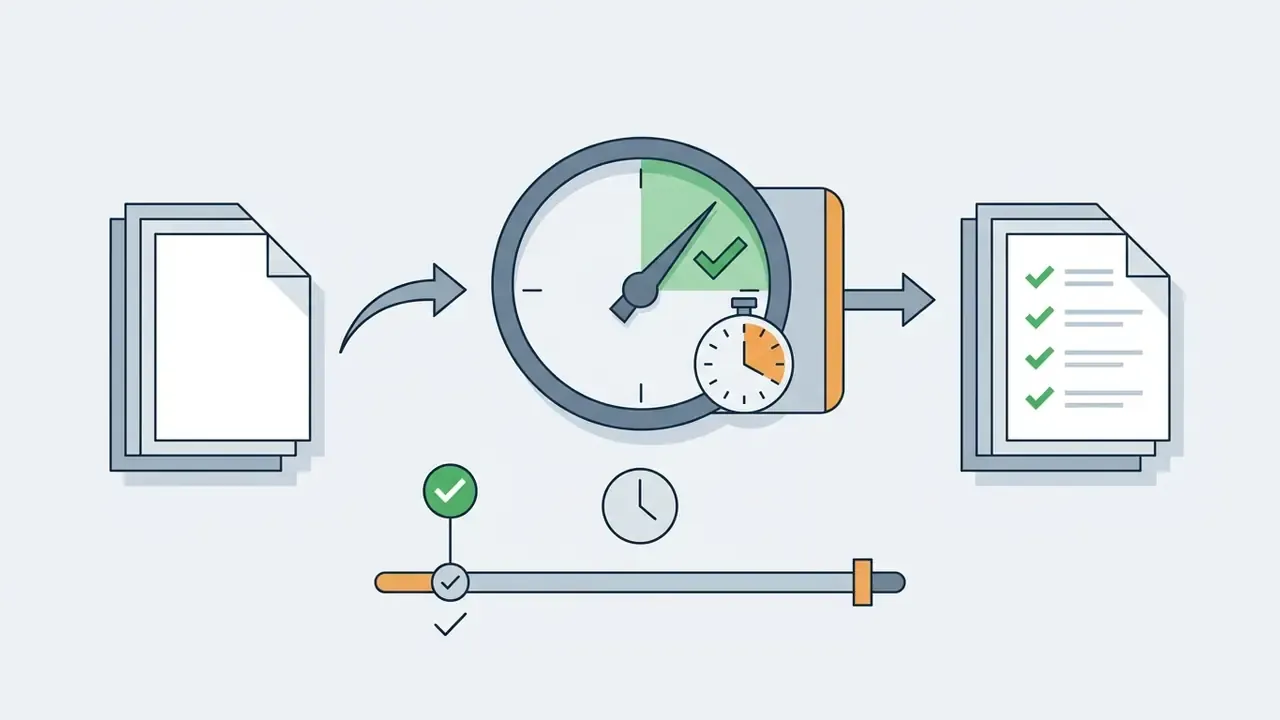 Document passing through a timer and progress bar to become an approved file for AI Video API pricing