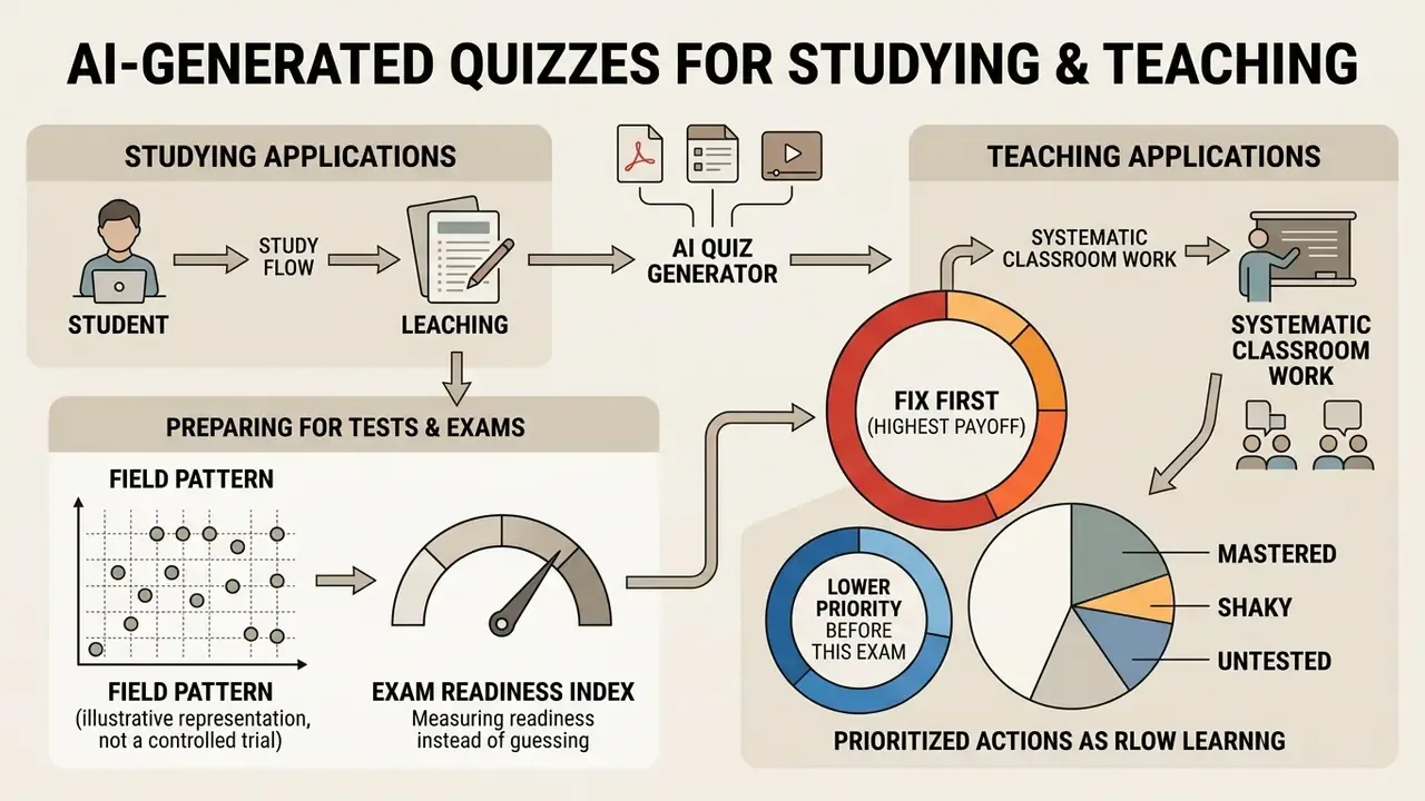 Flowchart displaying study preparation and classroom assessment strategies using readiness metrics