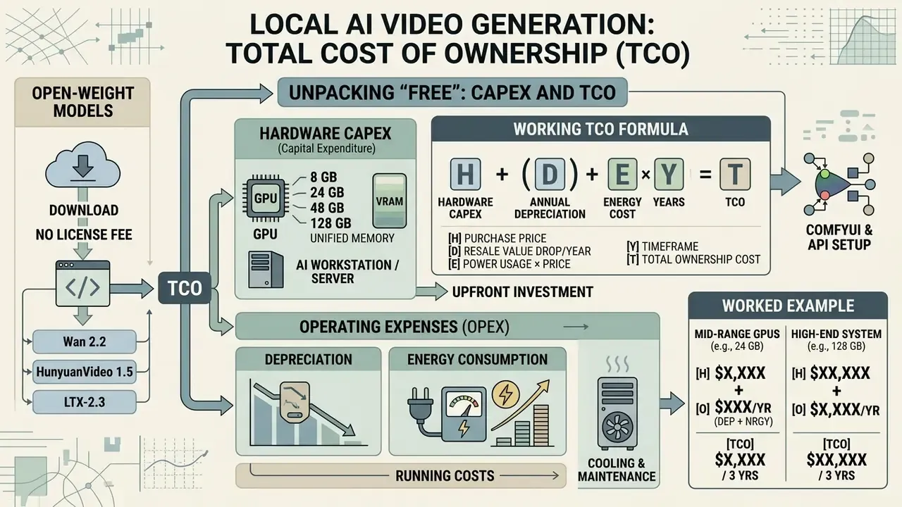 Infographic breaking down hardware capital expenditure, depreciation, and energy costs for local deployment