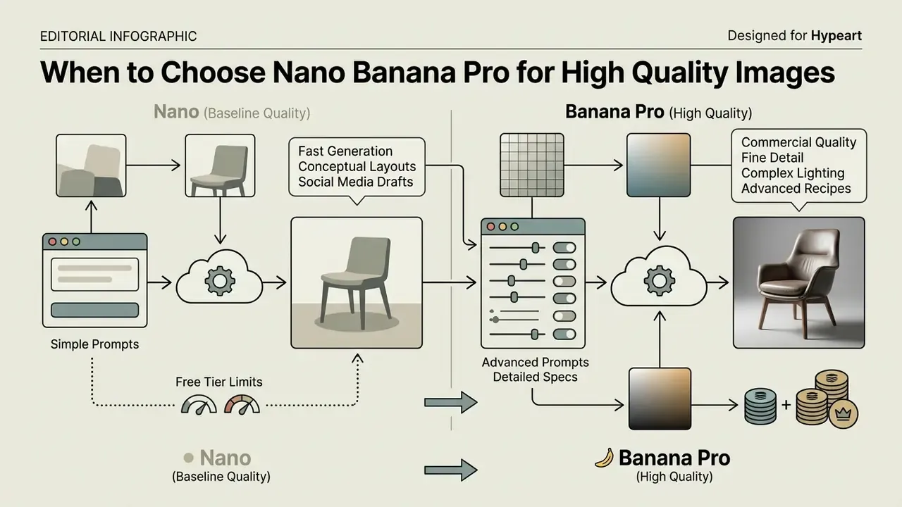 Comparison chart showing workflow differences between baseline and advanced image generation tiers