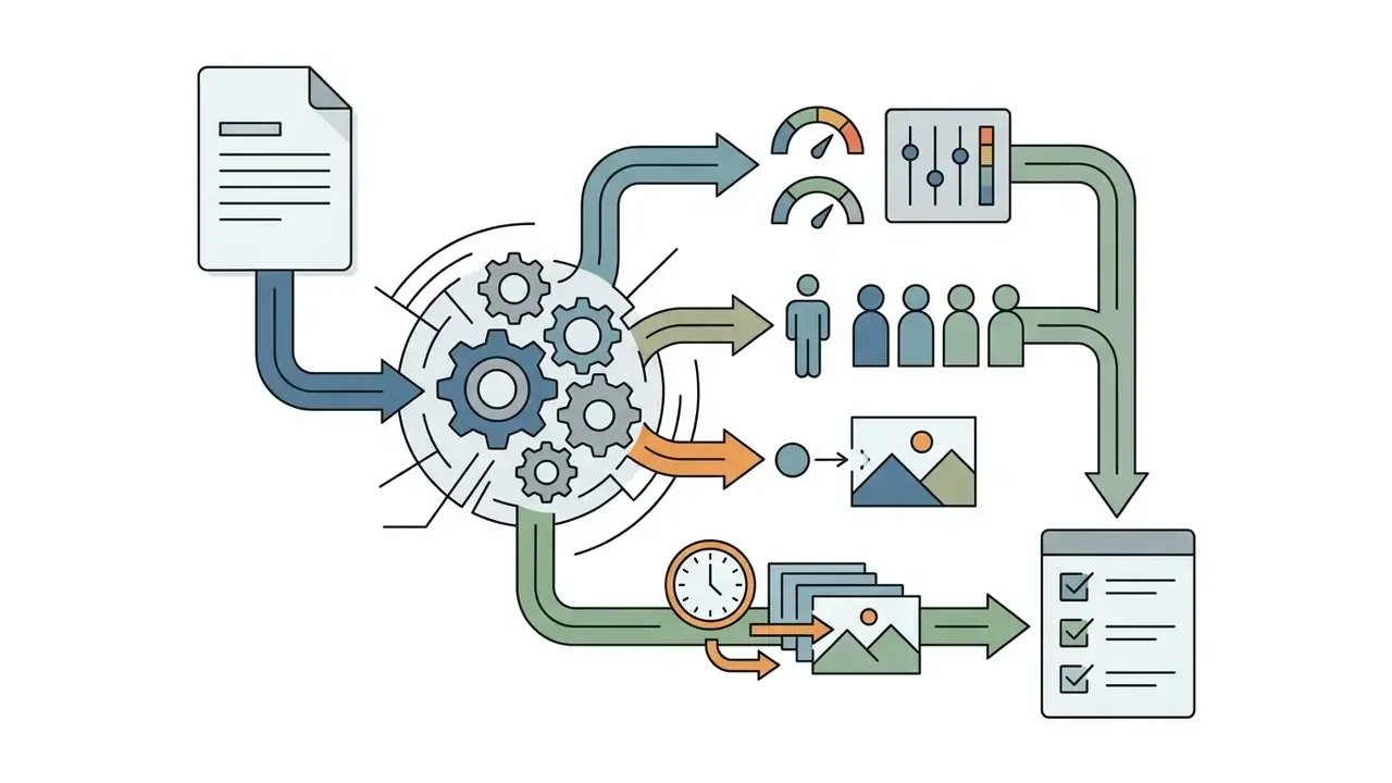 Central gear system processing document data into stylized images and character consistency metrics