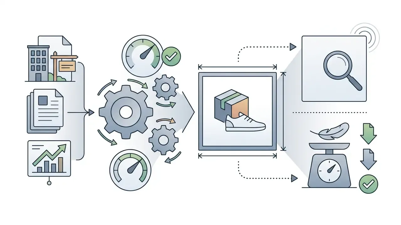 Gear system processing product photos to enable zoom features and reduce file size for e-commerce platforms