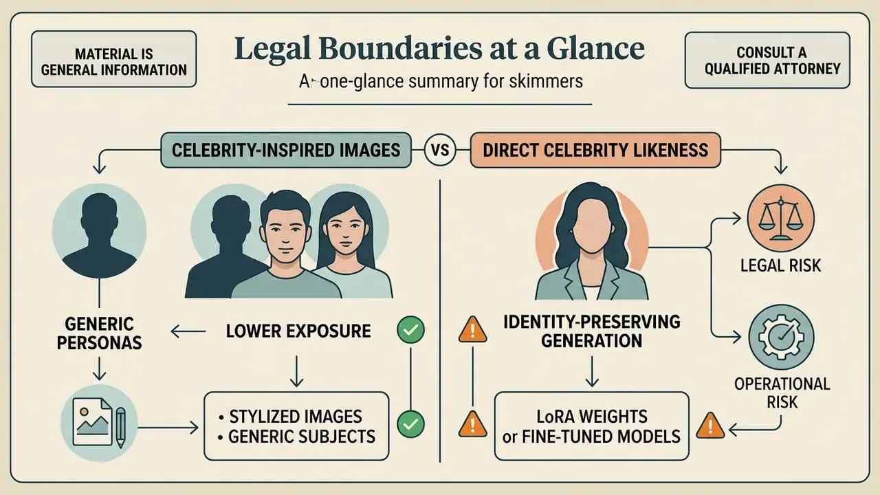Comparison diagram contrasting generic celebrity-inspired images with direct celebrity likeness generation