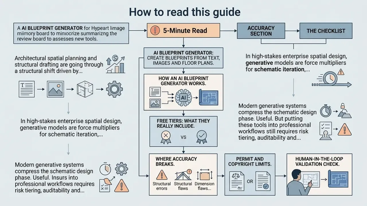 Flowchart outlining the sequential steps and considerations for evaluating an AI blueprint generator