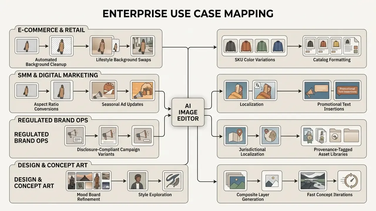 Centralized hub connecting diverse enterprise workflows to automated visual asset processing tasks