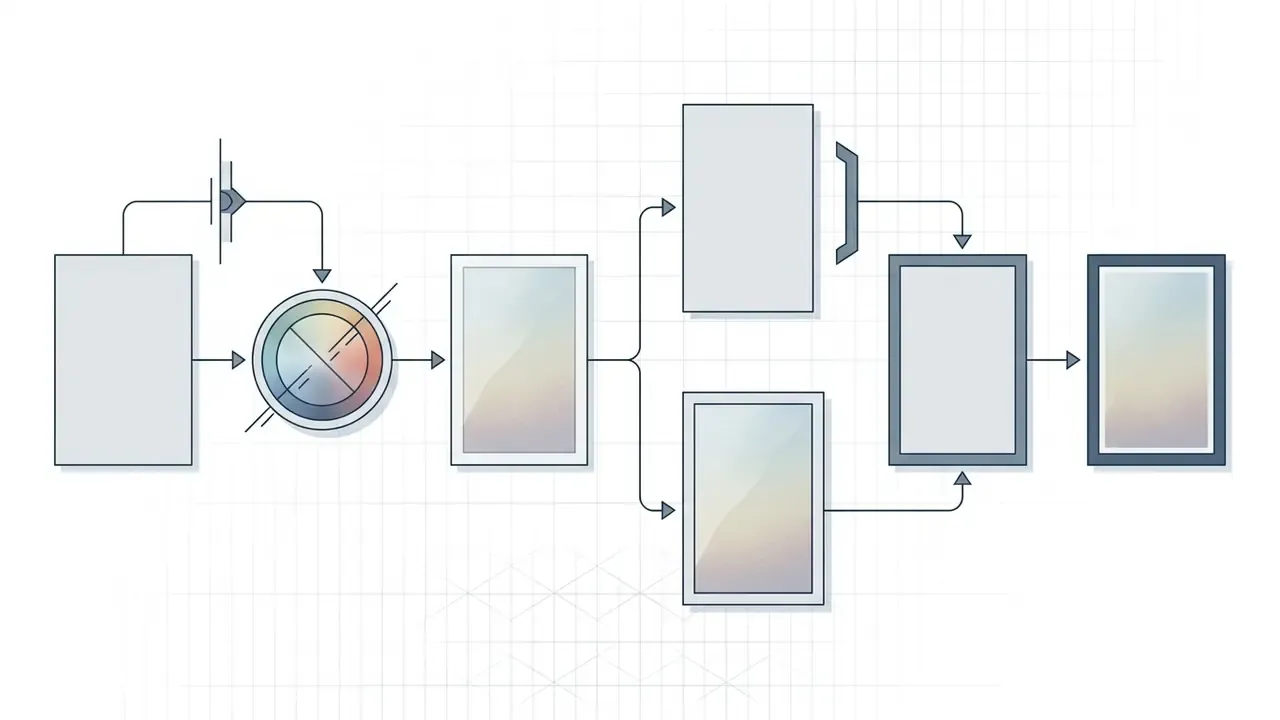Sequence of steps applying color adjustments and frames to a photo within a digital workspace