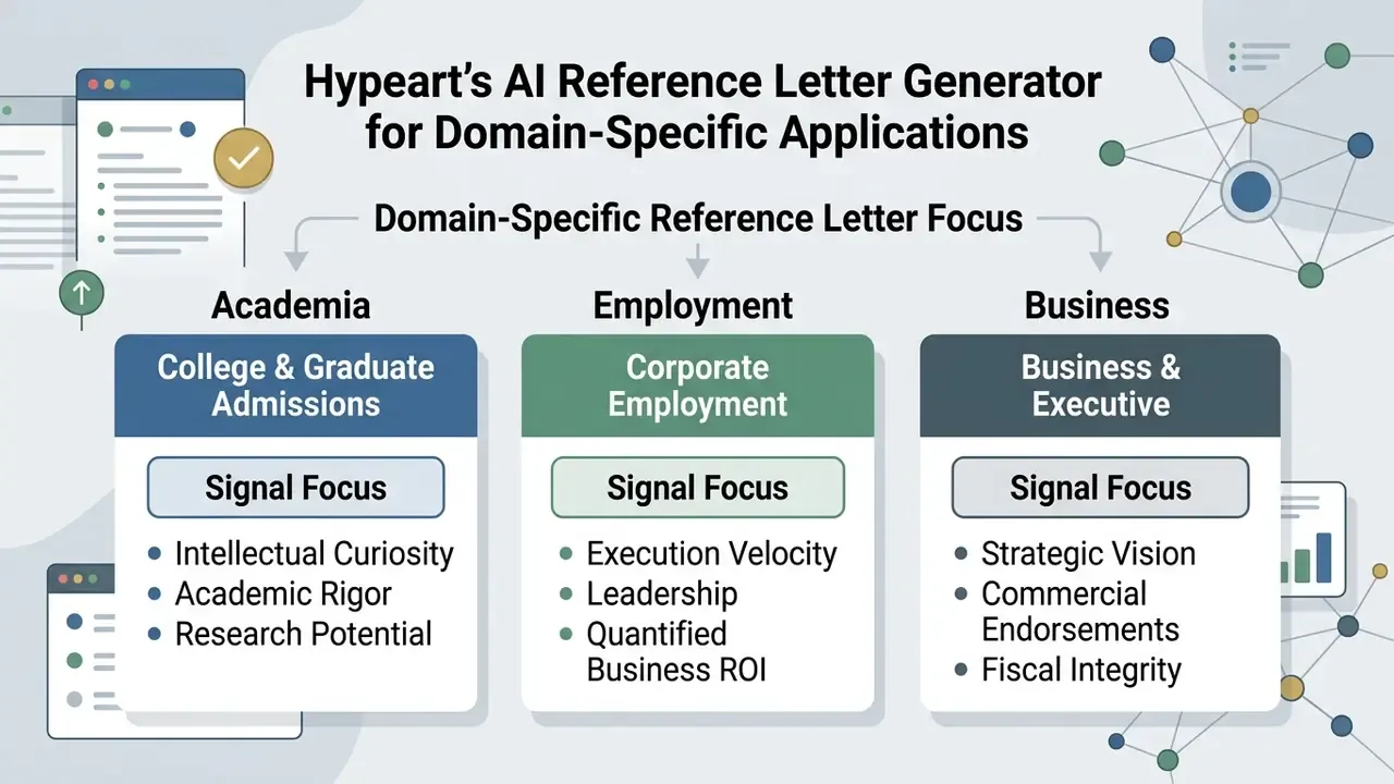 Categorization of reference letter signal focus across academia, corporate employment, and business sectors