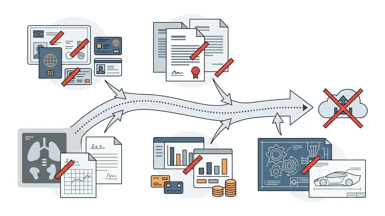 Collection of sensitive documents and data being blocked from uploading to a cloud server
