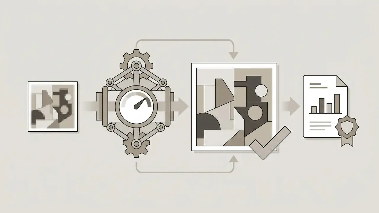Small image passing through a gear-driven gauge to a larger frame and a certified data report