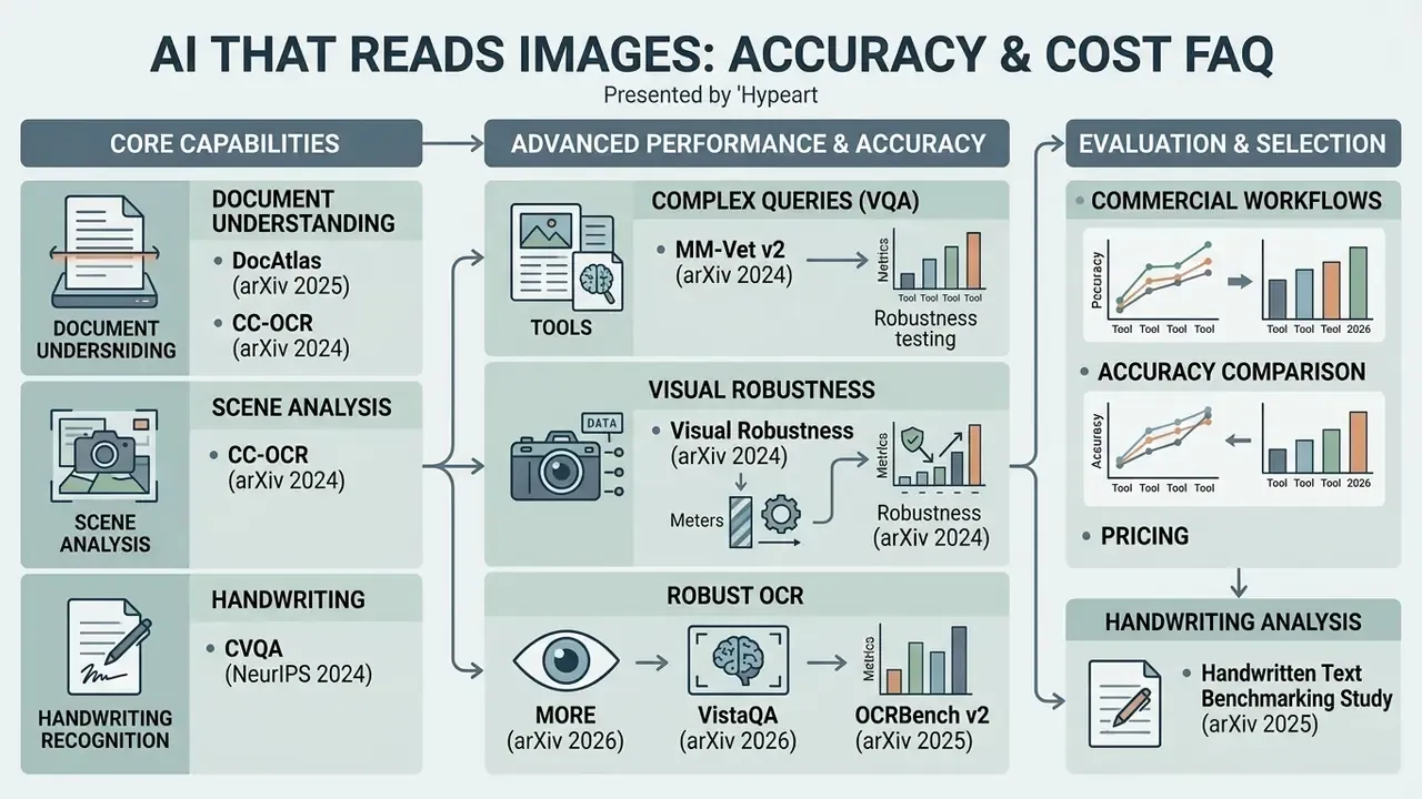 List of research benchmarks for document understanding, visual robustness, and handwriting analysis
