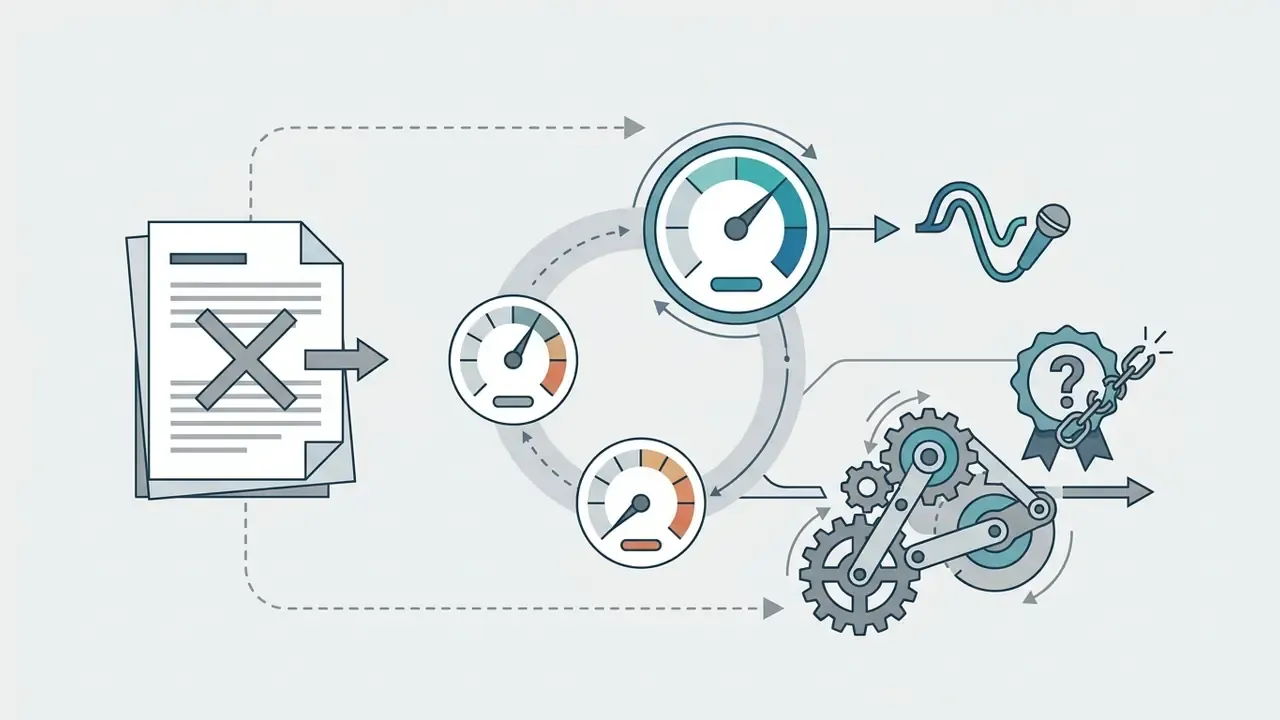 Voided document leading to circular gauges, a microphone waveform, and a gear mechanism with a broken chain
