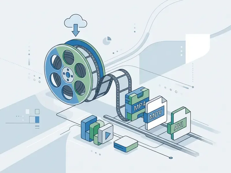 Film reel uploading to a cloud and converting into various digital video file formats like MP4 MOV and AVI