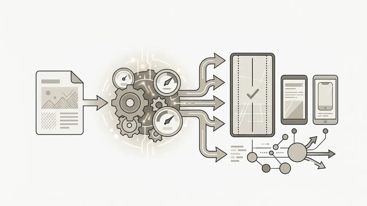 Document feeding into a gear mechanism with gauges that outputs to vertical mobile phone screens