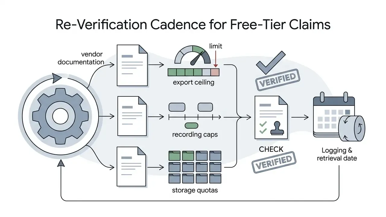 Process cycle showing documentation review for export, recording, and storage limits with logged results