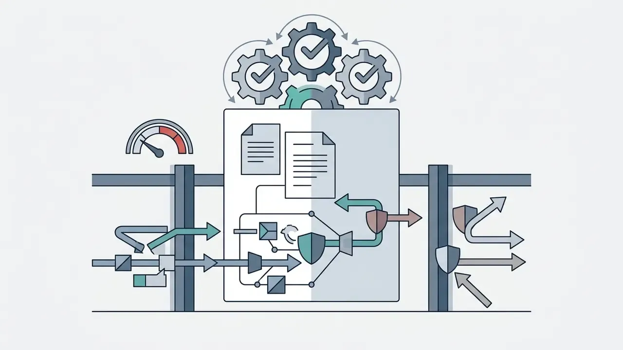 Documents and data flows passing through a protected hub with shields blocking external connections