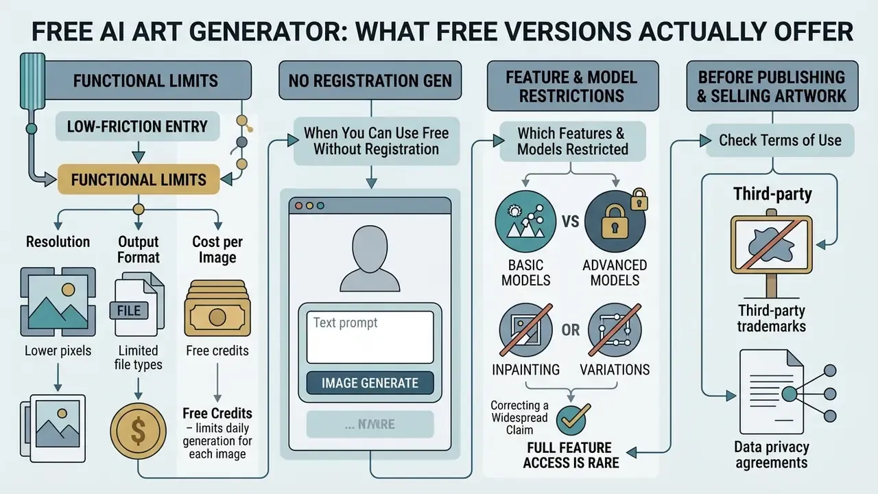 Infographic detailing functional limits, registration requirements, model restrictions, and usage terms