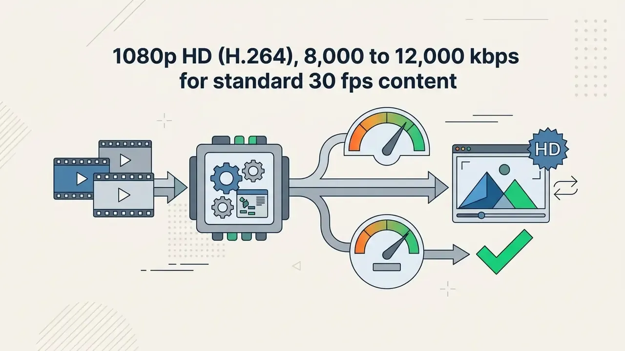 Video clips feeding into a processor with speed gauges to output a finalized 1080p HD video file