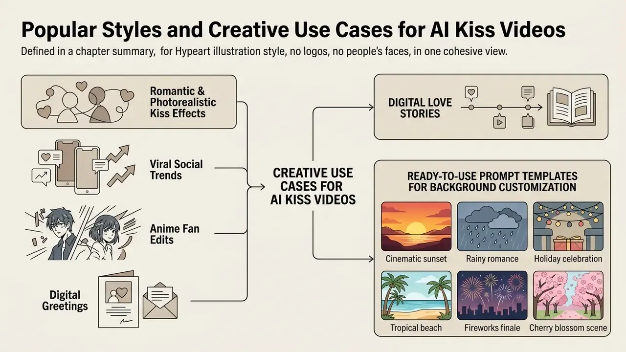 Diagram showing various creative applications and background environment options for animated content