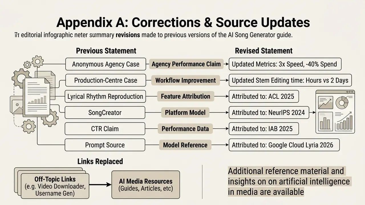 Table comparing previous statements with revised metrics and source attributions for technical guides