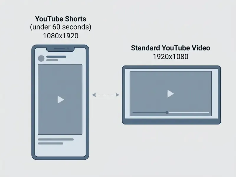 Side-by-side comparison of vertical 9:16 and horizontal 16:9 aspect ratios for YouTube video uploads