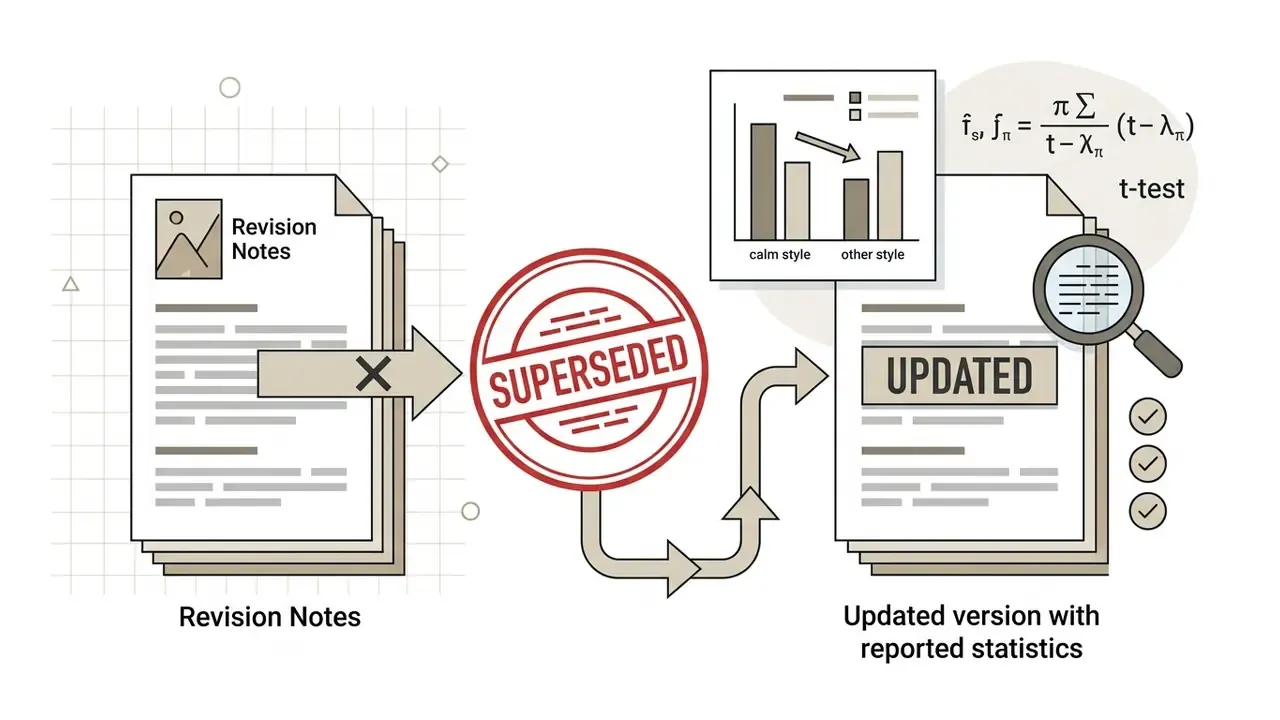 Document marked superseded transitioning to an updated version with statistical charts and checkmarks