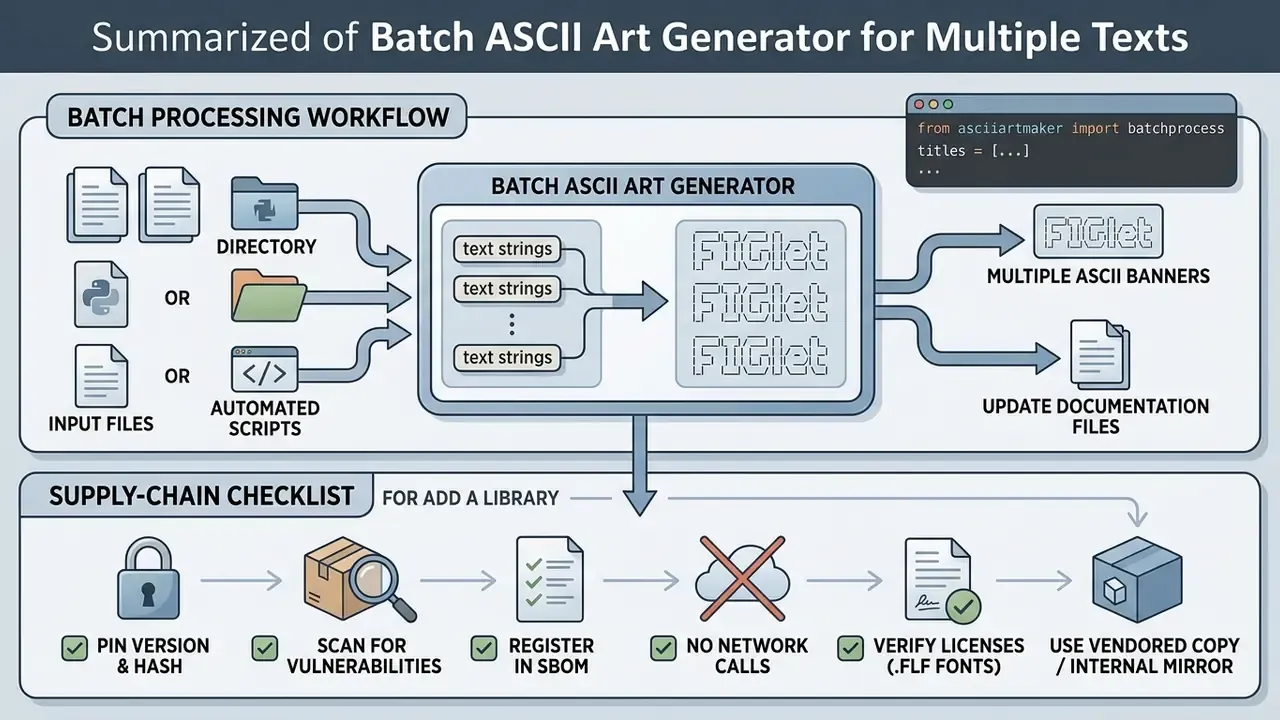 Diagram showing input sources, a processing engine, and a supply-chain security checklist