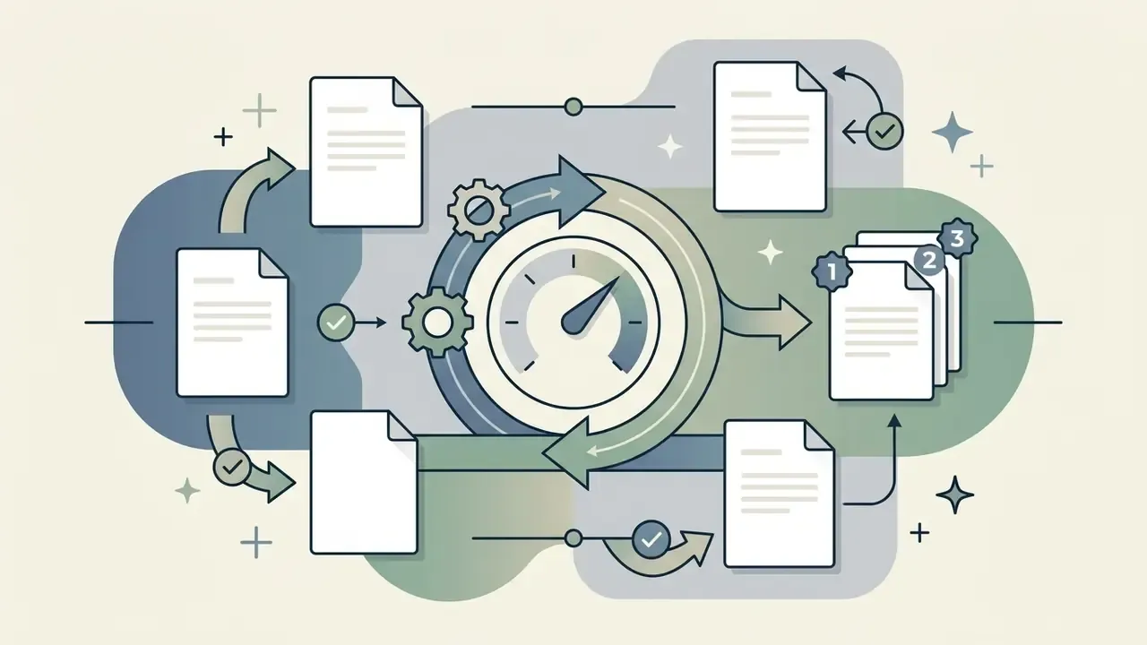 Documents circulating through a central gear and speedometer system to track revision rounds