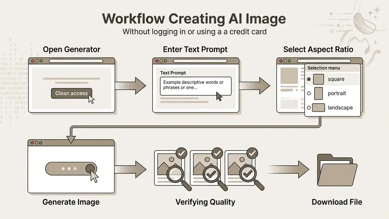 Step-by-step diagram showing the process of generating and downloading digital images from a web browser