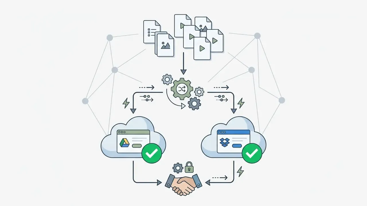 Files being processed by gears and exported directly to Google Drive or Dropbox cloud storage accounts
