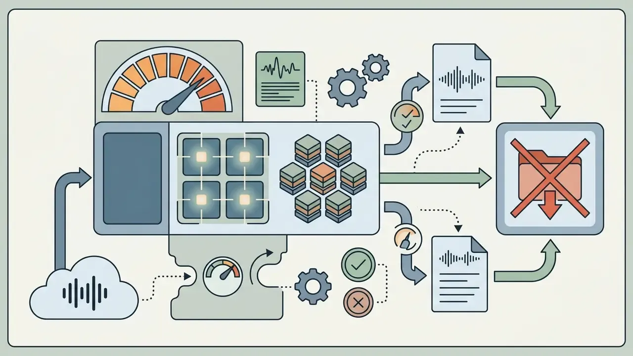 Processor unit converting audio data into files while blocking downloads for an AI song creator