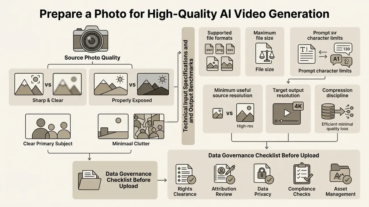 Technical guide covering source photo quality requirements, file specifications, and data governance steps