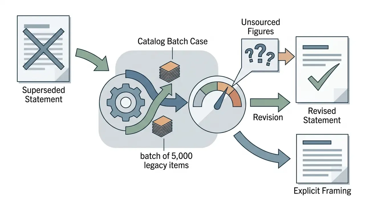 Superseded statement moving through a gear mechanism and gauge to become a revised document