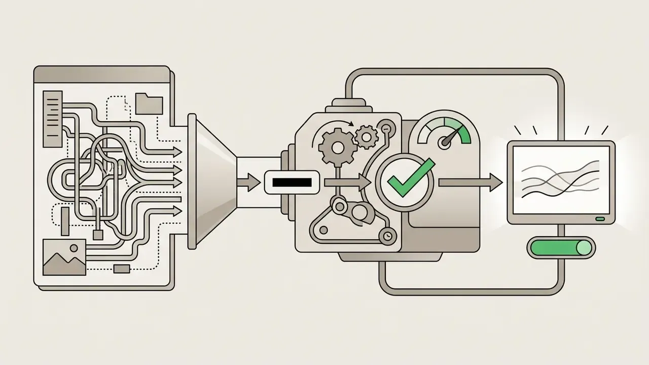 Complex input pathways feeding into a mechanical processor to generate a successful output signal