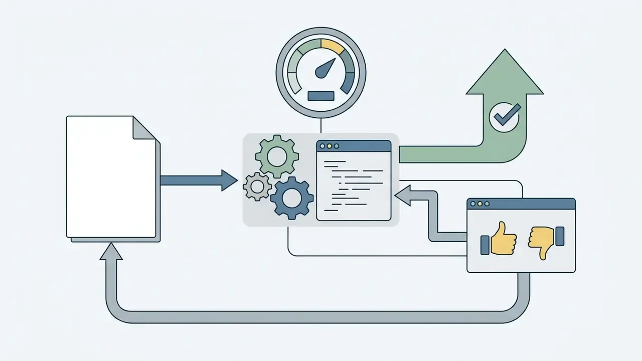 Document and feedback icons connected by arrows to gears and a gauge representing Character AI no filter