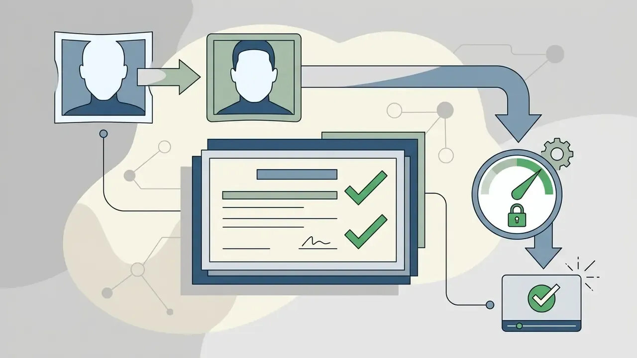 Portrait reference frames feeding into a document verification process to generate a secure video output