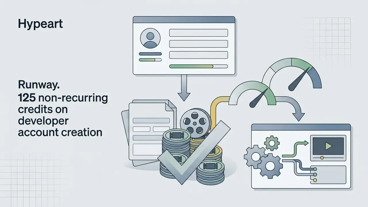User profile data and documents flowing through gauges and gears to calculate AI video API credit usage