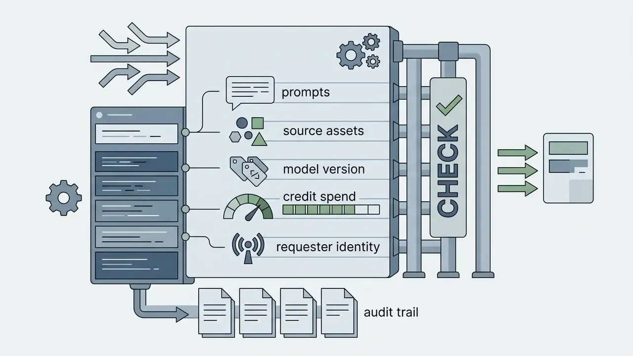Technical diagram showing API traffic routed through a proxy to generate logs and an audit trail