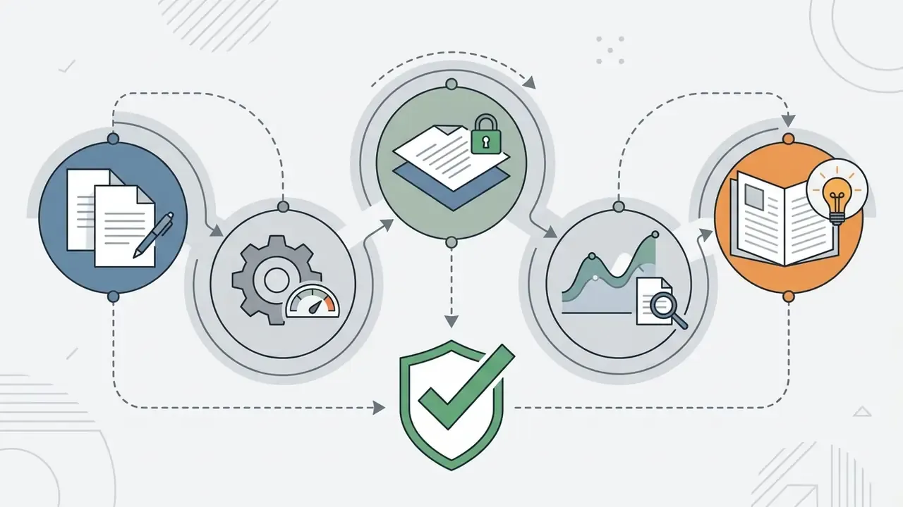 Process flow showing document review, data analysis, and compliance steps for Luma Dream Machine assets