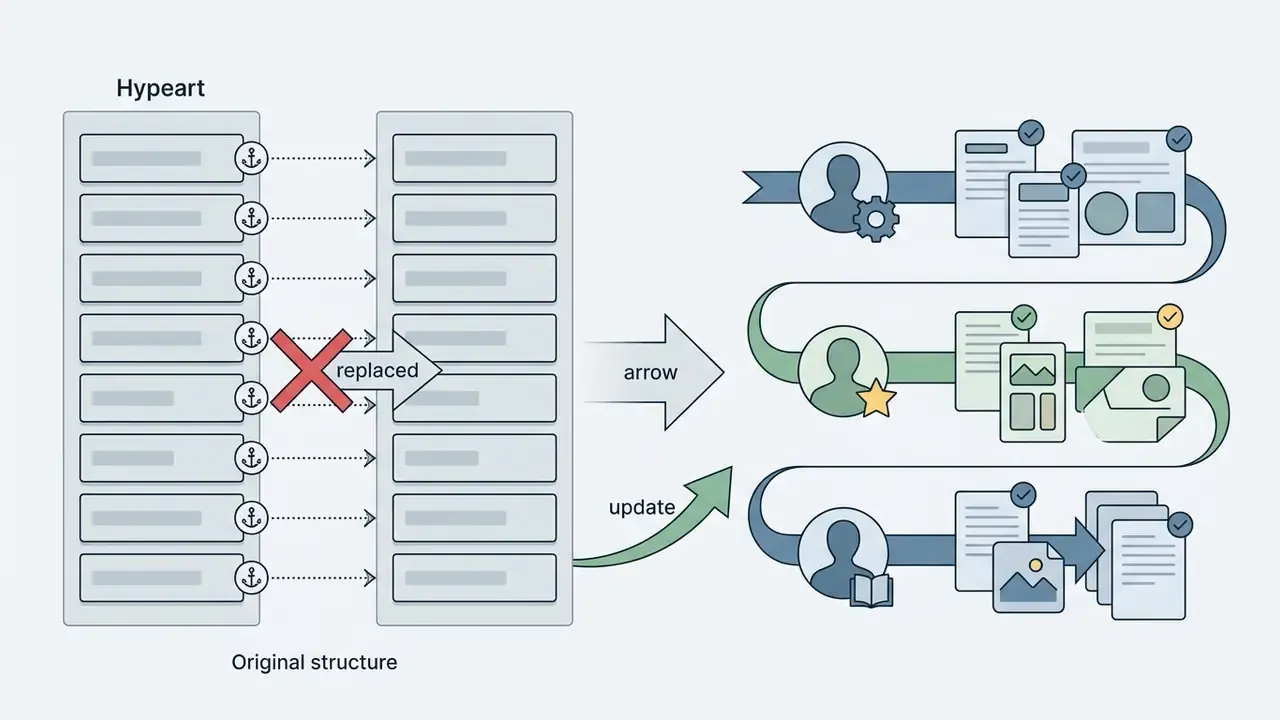 Comparison showing an anchor list being replaced by a guide for three different user profiles