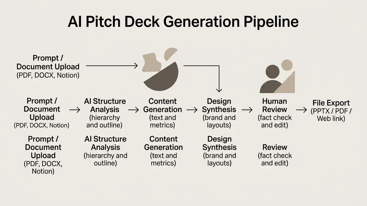 Step-by-step ai pitch deck generator pipeline from prompt ingestion to editable file export