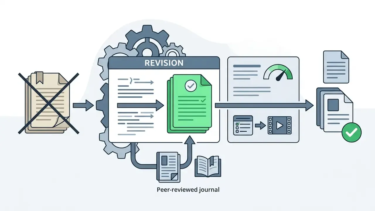 Superseded documents processed through a gear system and peer-reviewed sources to produce validated files