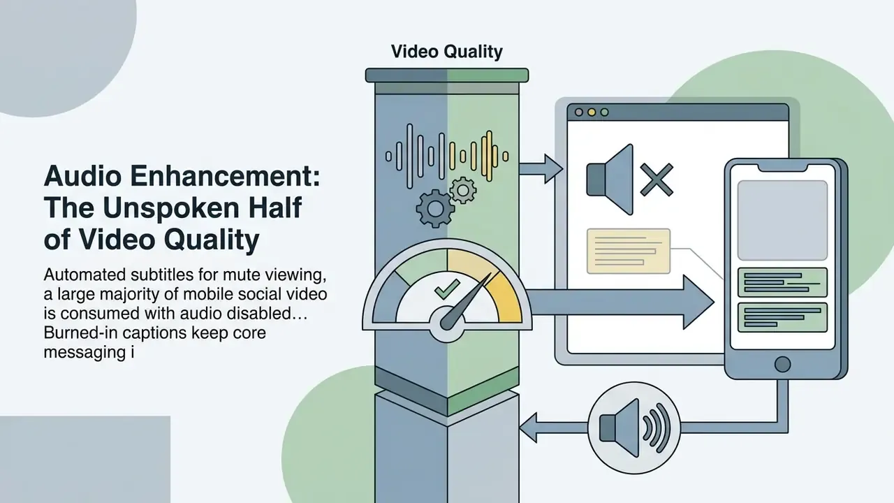 Central pillar processing audio signals into captions for muted mobile video playback