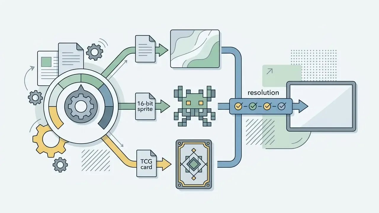 Gear hub processing style inputs into specific formats and resolution settings for digital output