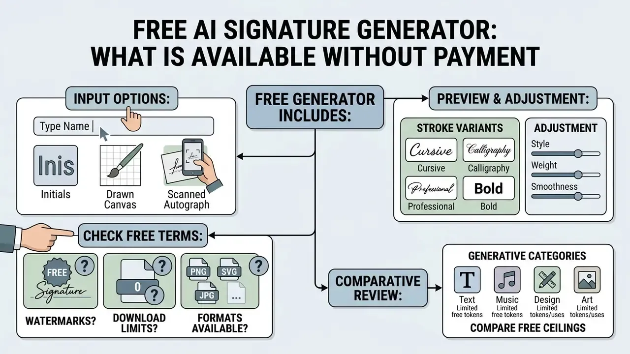 Flowchart showing input methods, preview settings, term checks, and comparative generative categories