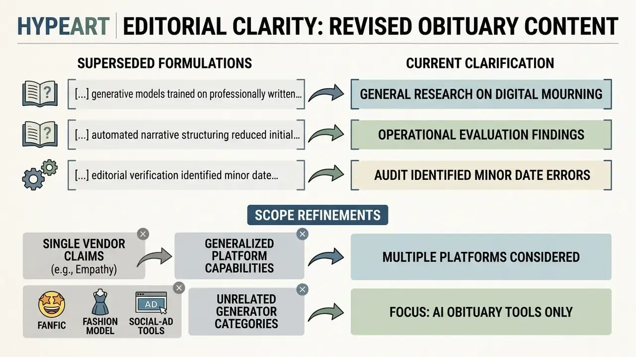 Comparison table mapping superseded editorial statements to current clarifications and scope refinements