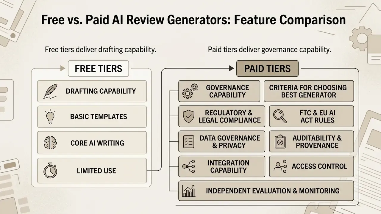 Comparison table contrasting basic drafting features of free tiers with governance tools in paid tiers