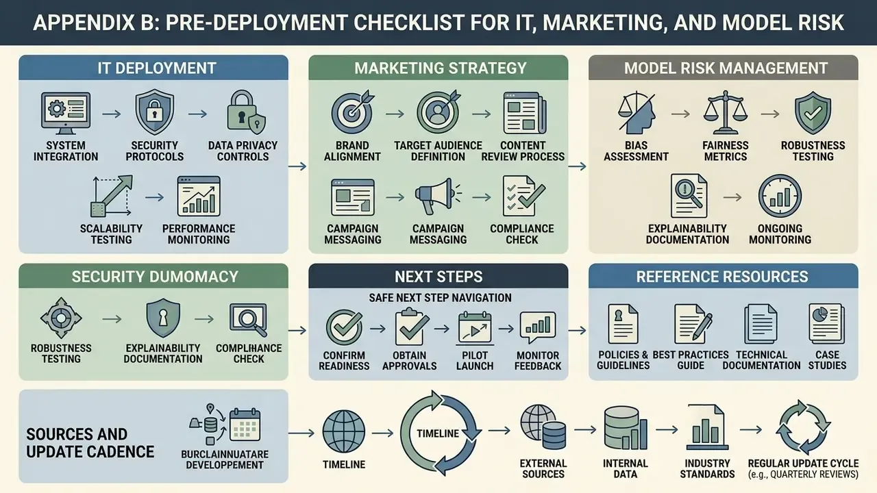 Structured checklist of IT, marketing, and model risk management tasks with navigation and update steps